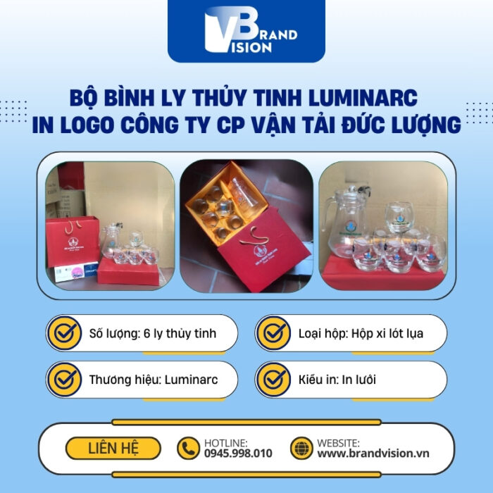 Bộ bình ly thủy tinh Luminarc in logo Công ty CP Vận tải Đức Lượng dáng bầu trứng trong suốt BBTT-14 (1) Bo-binh-ly-thuy-tinh-Luminarc-in-logo-Cong-ty-CP-Van-tai-Duc-Luong-dang-bau-trung-trong-suot-BBTT-14-1