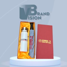 Bộ giftset quà tặng in logo ICMAEE HANOI 2024 ISME bình giữ nhiệt và ô dù GS-14