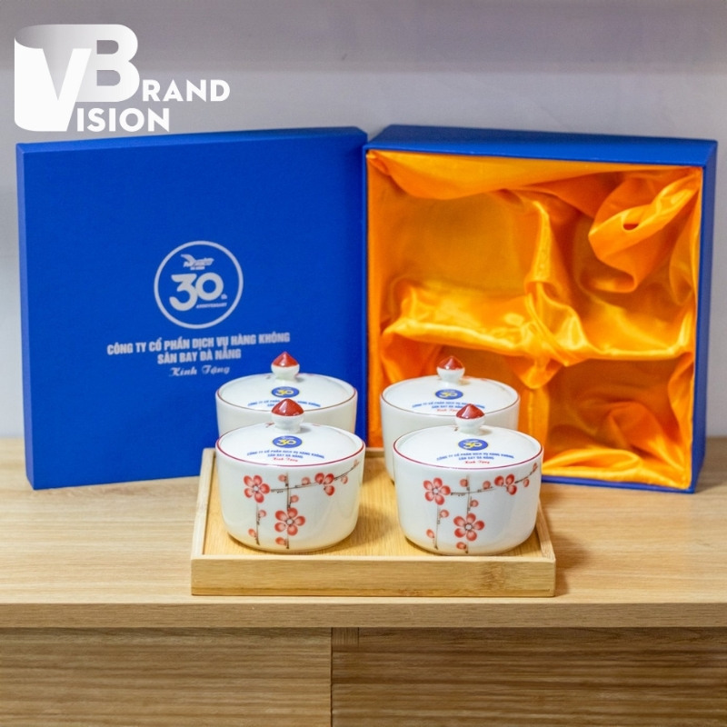 Khay mứt sứ in logo làm quà tặng