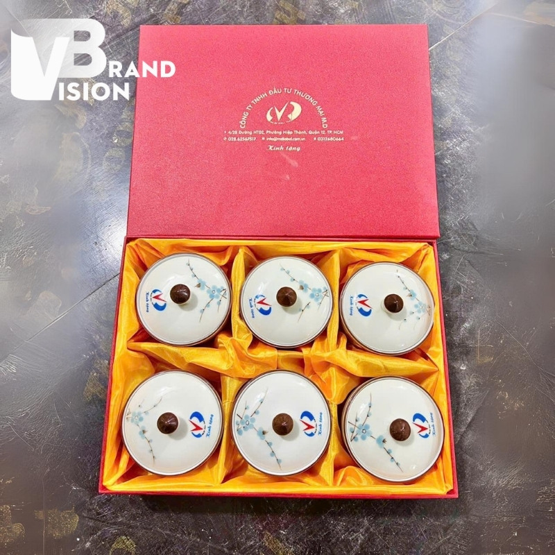 Khay mứt sứ in logo làm quà tặng