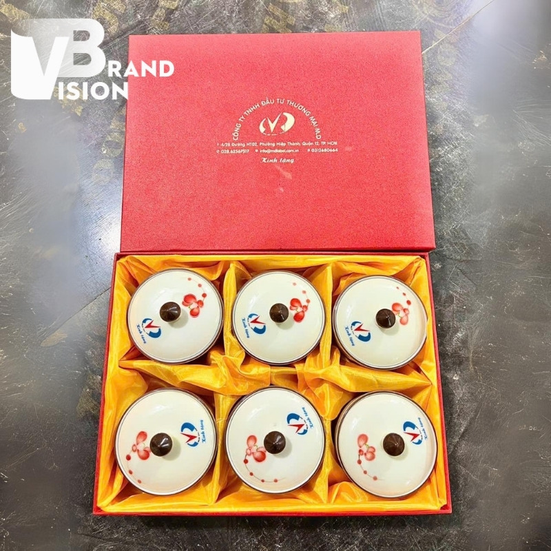 Khay mứt sứ in logo làm quà tặng