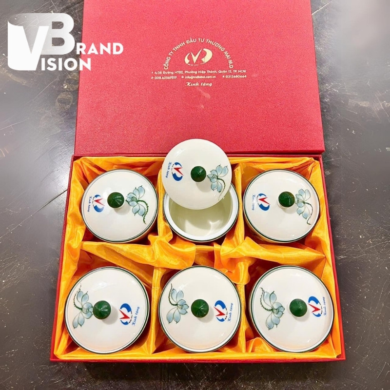 Khay mứt sứ in logo làm quà tặng