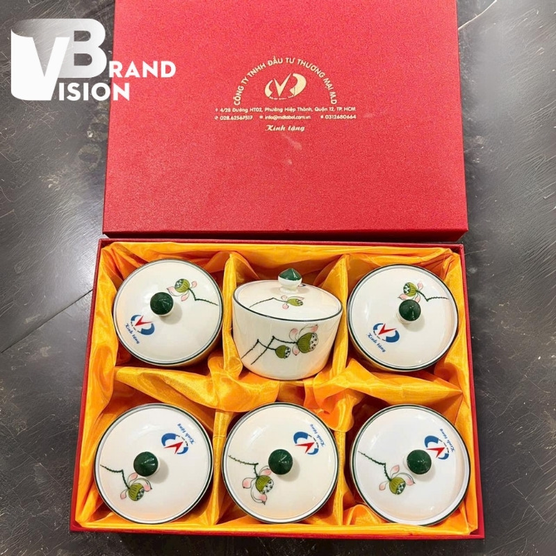 Khay mứt sứ in logo làm quà tặng