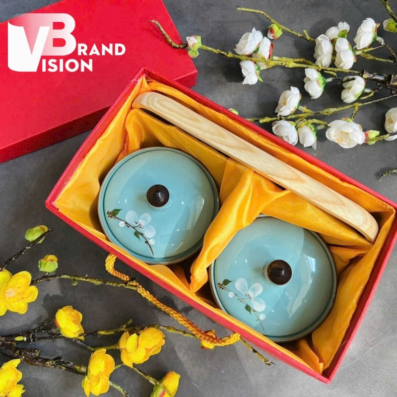 Khay mứt sứ in logo làm quà tặng