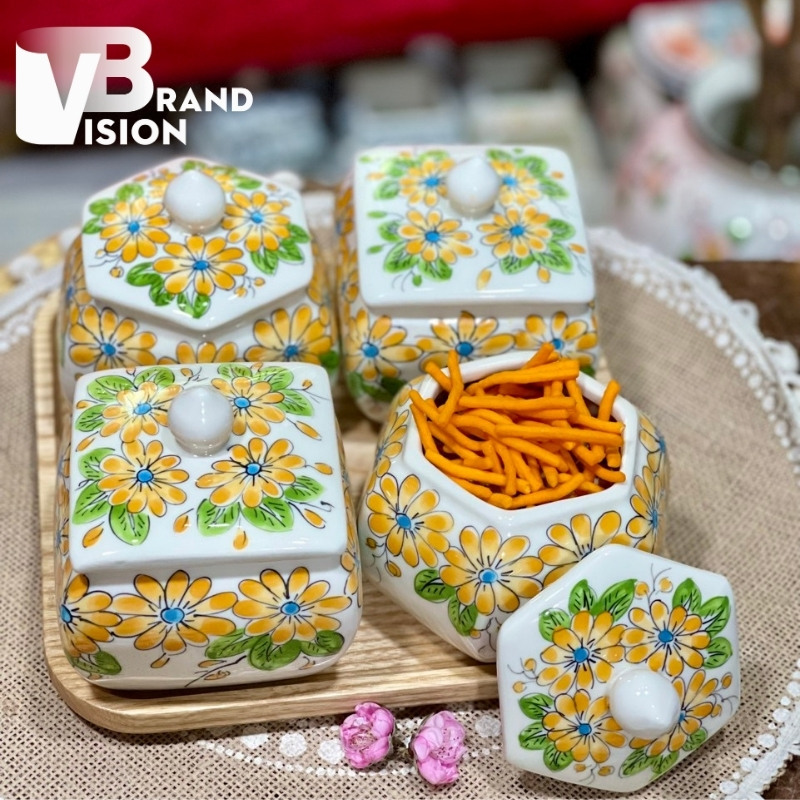 Khay mứt sứ in logo làm quà tặng