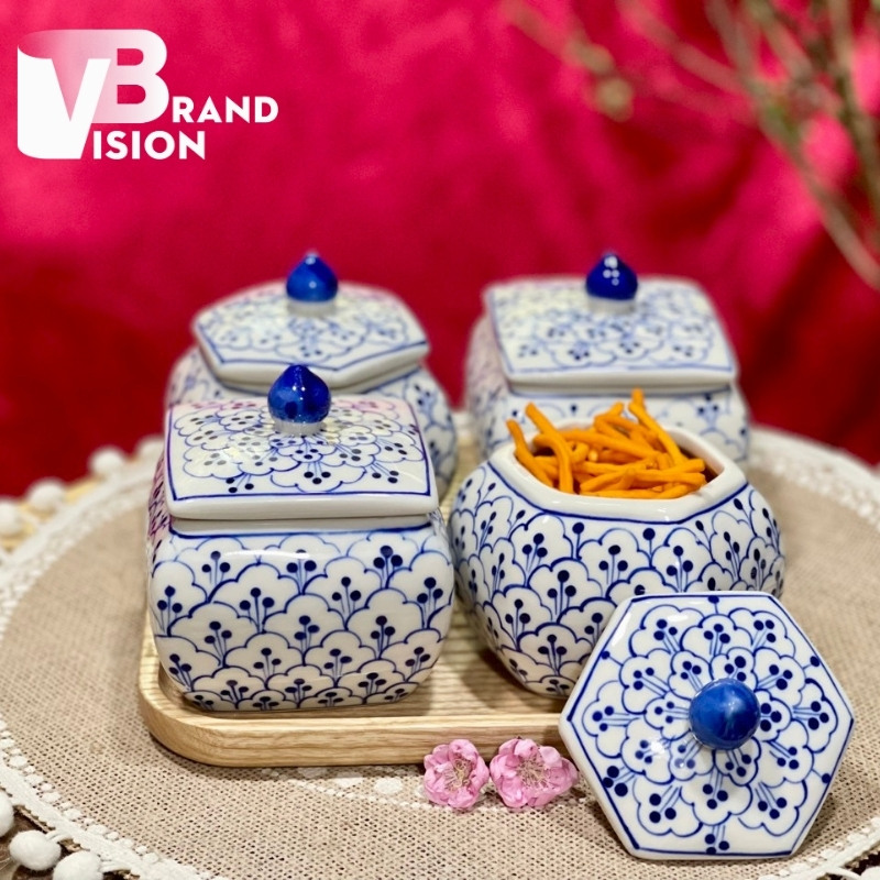 Khay mứt sứ in logo làm quà tặng