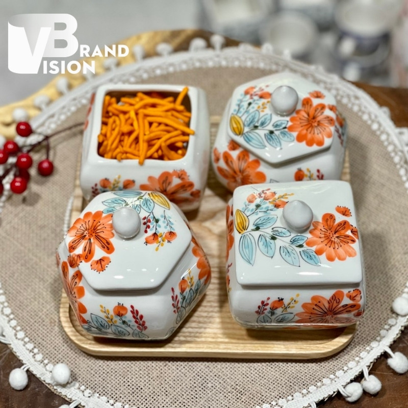 Khay mứt sứ in logo làm quà tặng