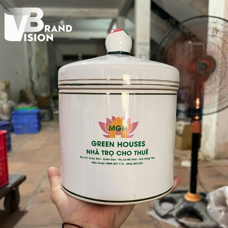 Khay mứt sứ in logo làm quà tặng