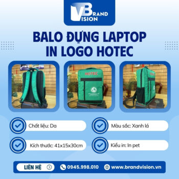 Balo in logo màu xanh lá