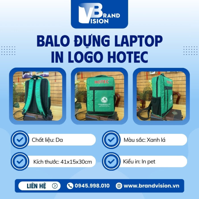 Balo in logo màu xanh lá