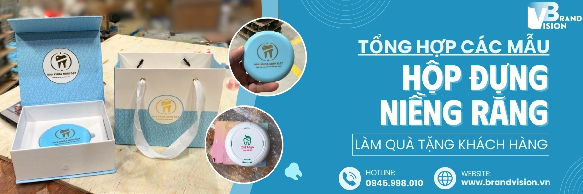 các mẫu hộp đựng niềng răng in logo làm quà cho khách hàng nha khoa, chỉnh nha