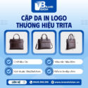 Cặp da TRITA in logo màu nâu đậm