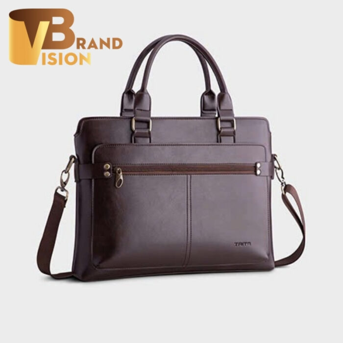 Cặp da TRITA in logo màu nâu đậm