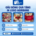 Gấu bông in logo màu nâu áo đỏ