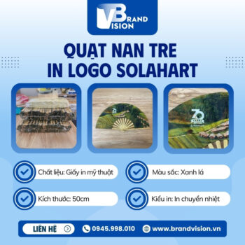 Quạt nan tre cắt máy cầm tay in logo đường kính 50cm