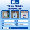 Túi vải canvas in logo màu trắng