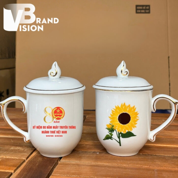 Ly cốc sứ quà tặng 80 năm Ngày thành lập ngành Thuế Việt Nam in logo LS-29 (1)