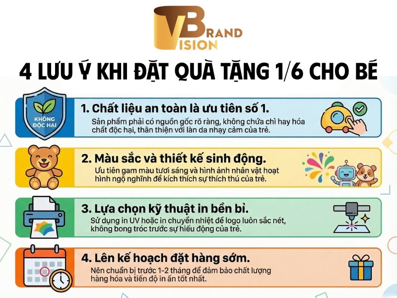 Lưu ý khi đặt quà tặng 1/6 cho bé
