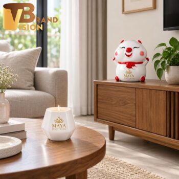 Combo quà tặng heo đất và cốc nến in logo