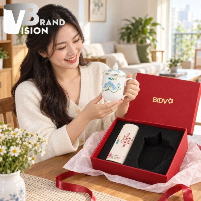Set Quà Tặng Túi Vải Và Ly Sứ In Logo