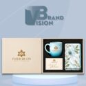 Bộ Giftset Khăn Lụa Và Cốc Sứ Hỏa Biến In Logo