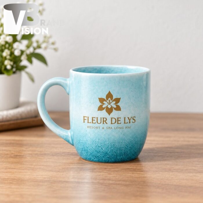 Bộ Giftset Khăn Lụa Và Cốc Sứ Hỏa Biến In Logo
