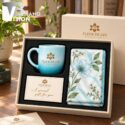 Bộ Giftset Khăn Lụa Và Cốc Sứ Hỏa Biến In Logo