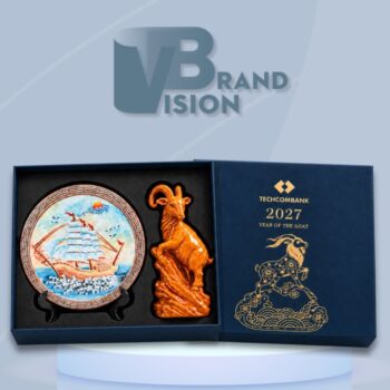Bộ giftset quà tặng tượng Dê và đĩa biểu trưng