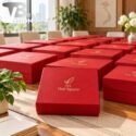 Bộ quà tặng hũ trà và cốc sứ có nắp in logo