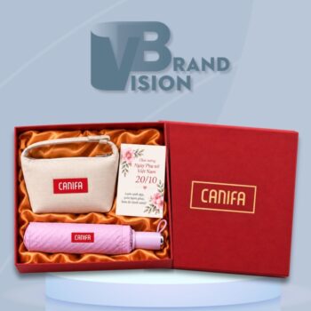 Bộ quà tặng túi cói ô dù in logo quà tặng