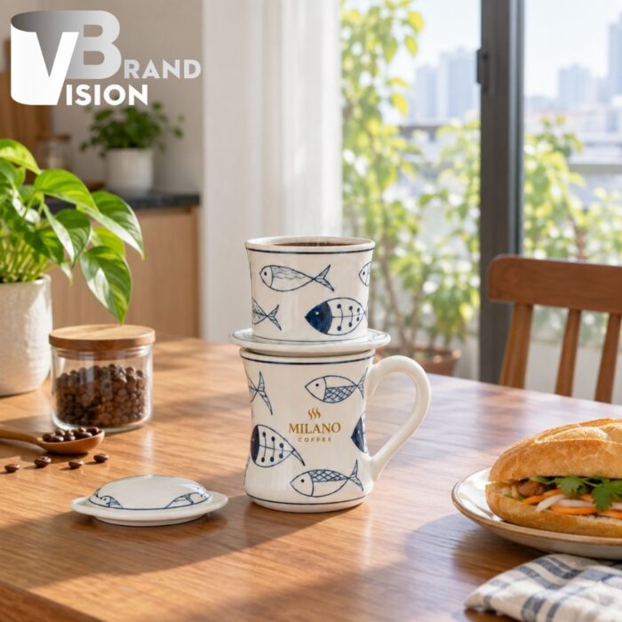 Bộ phin cafe men kem vẽ cá
