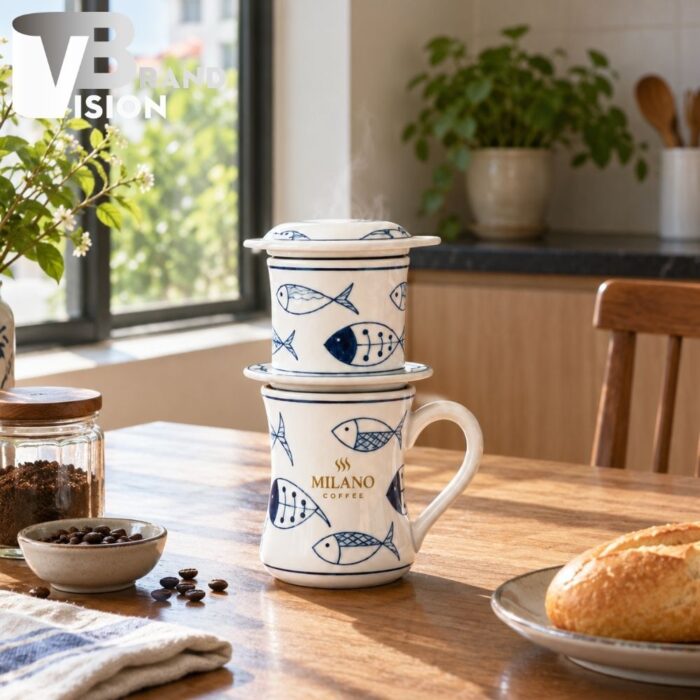Bộ phin cafe men kem vẽ cá