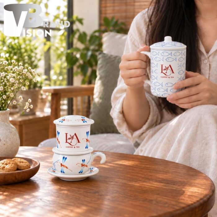Bộ Quà Tặng Phin Pha Cà Phê Và Cốc Lọc Trà In Logo