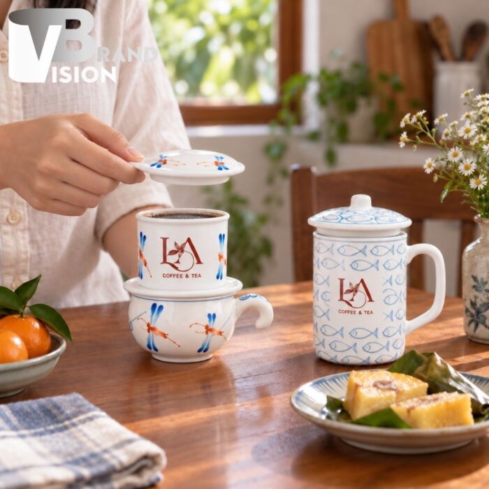 Bộ Quà Tặng Phin Pha Cà Phê Và Cốc Lọc Trà In Logo