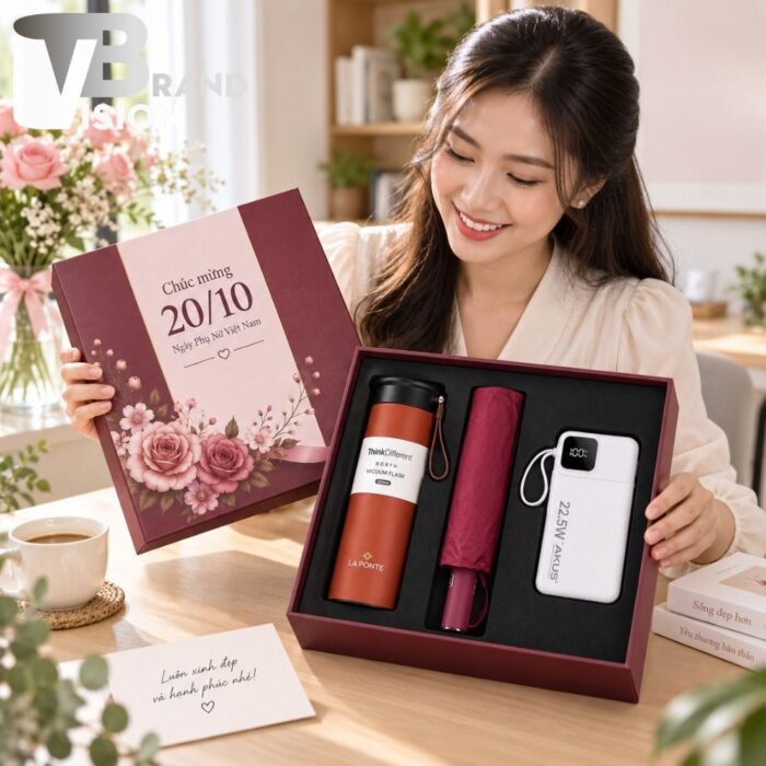Giftset bình giữ nhiệt, ô dù, sạc dự phòng