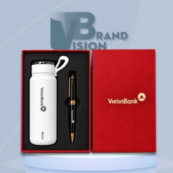 Bộ Giftset Bút Ký Và Bình Giữ Nhiệt Quai Xách In Logo