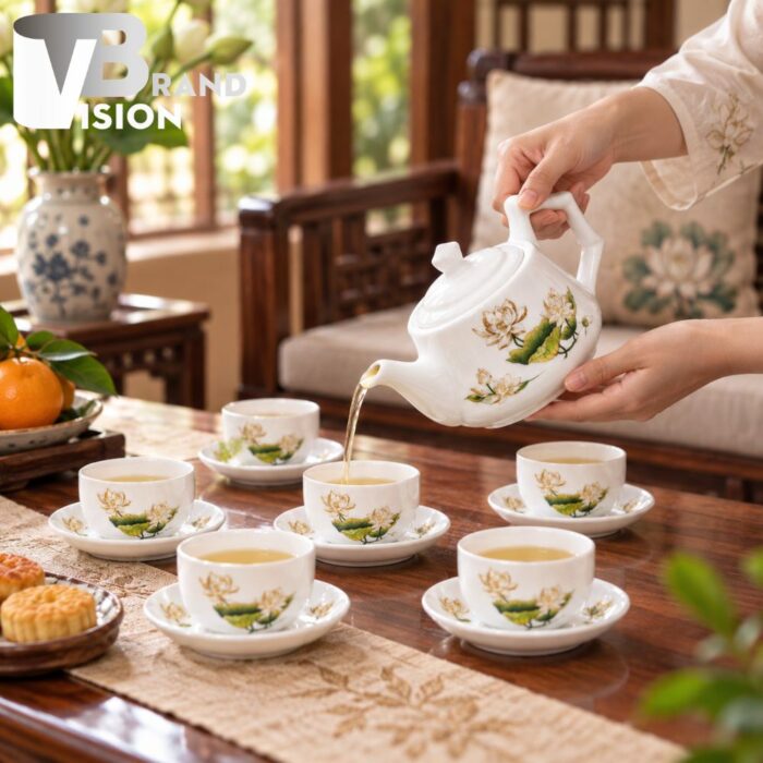 Bộ trà dáng trúc quà tặng