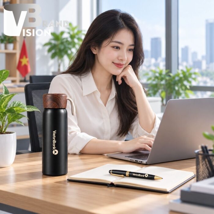 Combo Quà Tặng Bình Giữ Nhiệt Và Bút Ký In Logo