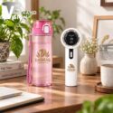 Set Quà Tặng Quạt Điện Cầm Tay Và Bình Nước Nhựa In Logo