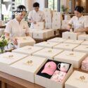 Bộ Giftset 3 Món Mũ Lưỡi Trai, Cốc Sứ Và Khăn Lụa In Logo Quà 20/10