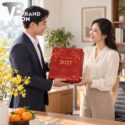 Bộ Quà Tặng Cao Cấp Đồng Hồ Để Bàn Và Tượng Dê Gốm Sứ