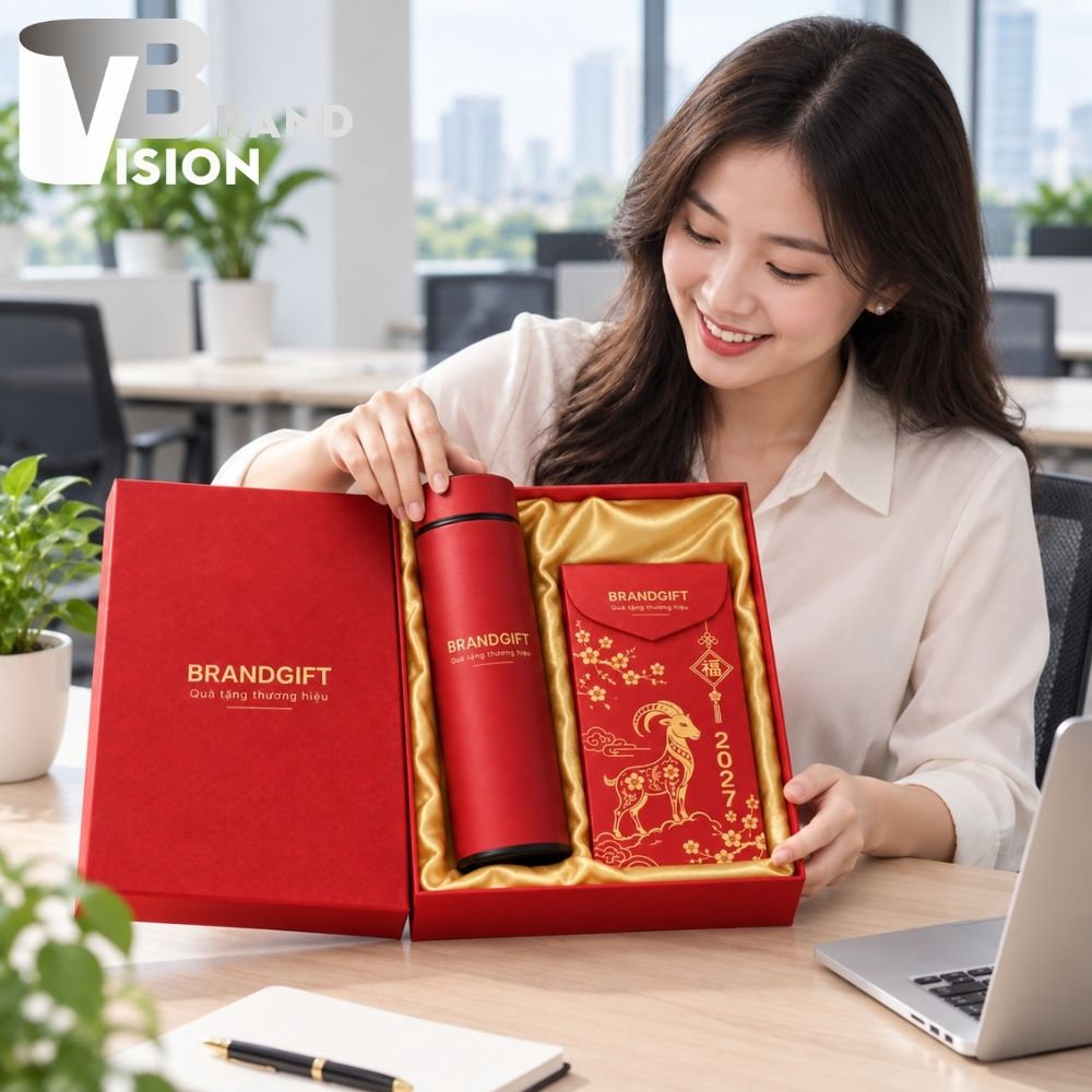 Quà tặng bình giữ nhiệt và bao lì xì