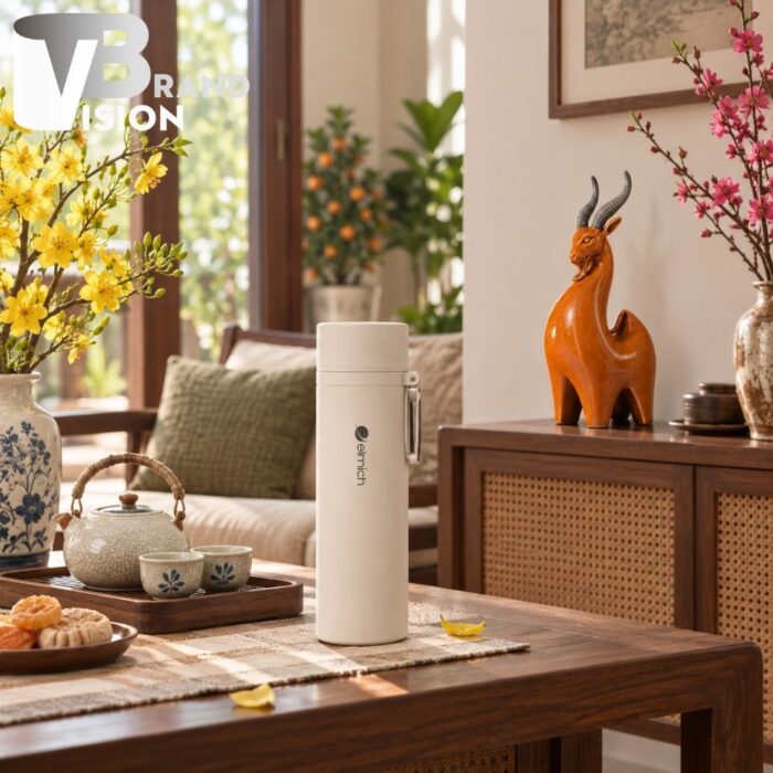 Set Quà Bình Giữ Nhiệt Và Tượng Dê In Logo