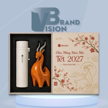 Set Quà Tết 2027 Bình Giữ Nhiệt Và Tượng Dê In Logo GS-31