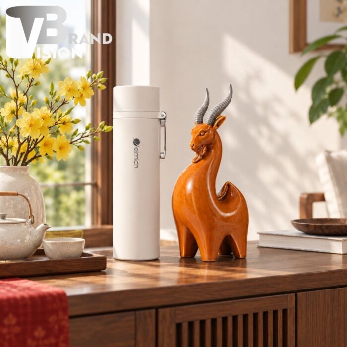 Set Quà Bình Giữ Nhiệt Và Tượng Dê In Logo