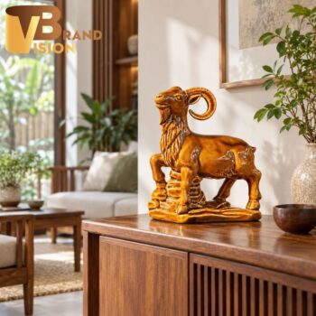 Tượng Dê gốm sứ men hoàng thổ